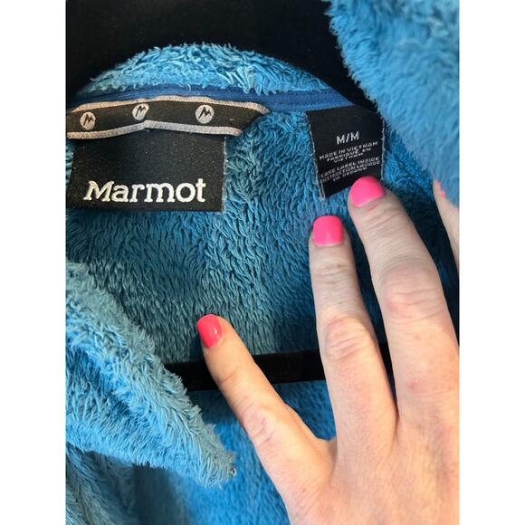 Marmot Blue Fuzzy Fleece Full Zip Jacket M 6-10 - Picture 6 of 6